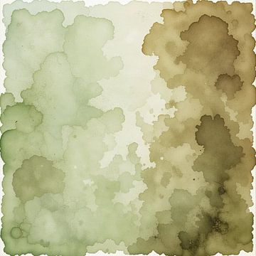 Abstract Olijfgroen Kleurrijke Aquarel Minimalist Schilderij van ComfortQ