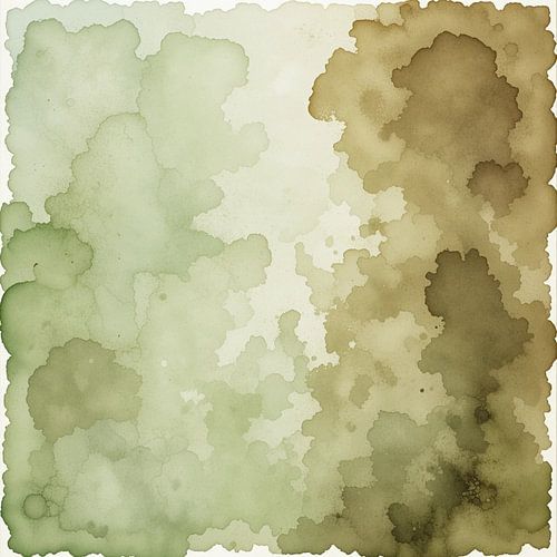 Abstract Olijfgroen Kleurrijke Aquarel Minimalist Schilderij