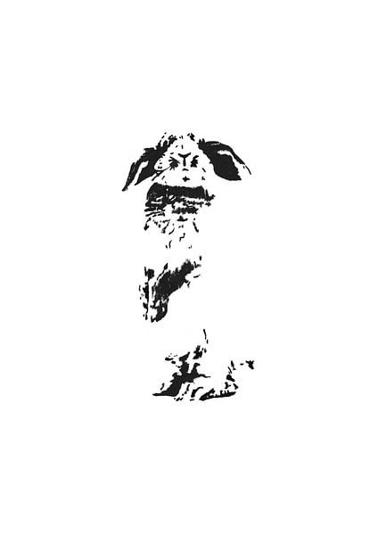 Hanging rabbit abstract painting by Noevoo studio