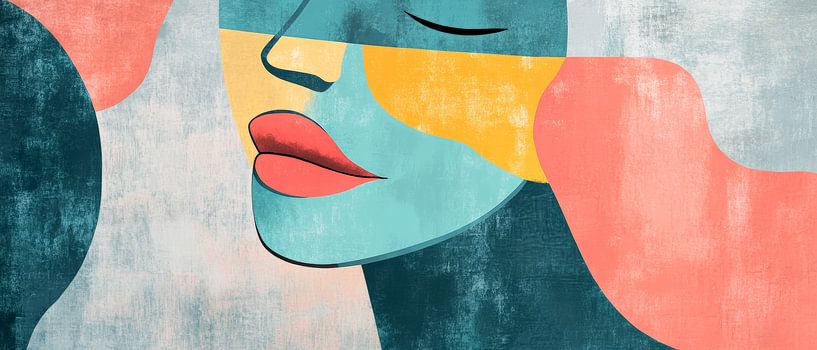 Coloured facial abstracts with soft tones by Poster Art Shop