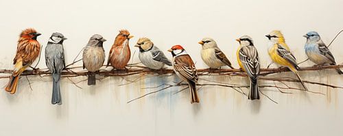 Rangée d'oiseaux