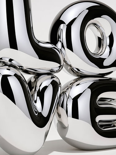 Liquid Love — Futuristic lettering in silver and black