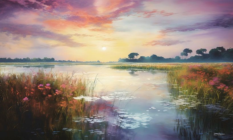 landschapje met zachte kleuren van Gelissen Artworks