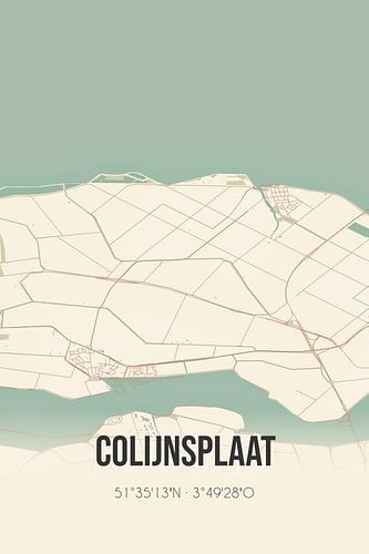 Vintage landkaart van Colijnsplaat (Zeeland)