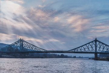 Elbe Bridge "Blue Wonder", Dresden by Gunter Kirsch