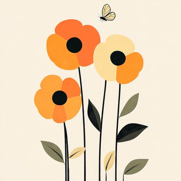 Flowers and butterfly by Poster Art Shop