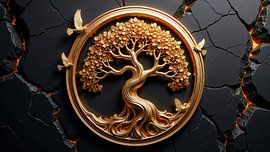 Fantasy Deluxe: AURELIONTH – L’arbre doré du bonheur sur un mur fissuré sur INFERAURUM