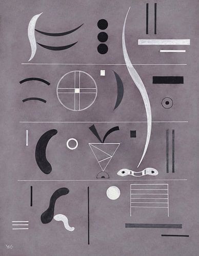 Vier delen (1932) tekening van Wassily Kandinsky.