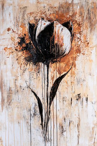 Abstracte tulp met verfstrepen