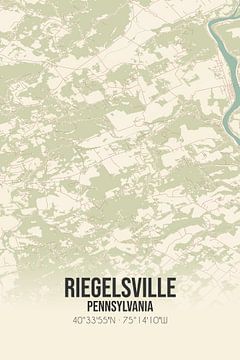 Vintage landkaart van Riegelsville (Pennsylvania), USA. van MijnStadsPoster