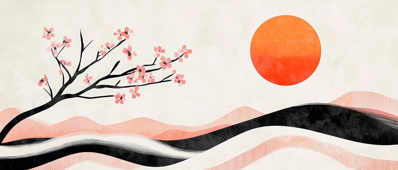 Blossoming cherry tree before sunset by Poster Art Shop