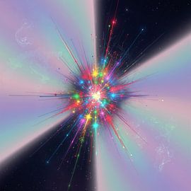 Central Explosion with Colored Lines, Stars, and Gradient Backgr by Markus Gann