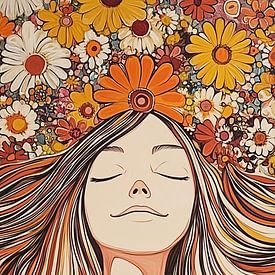 Frau mit Blumenkranz von Zen und Mehr