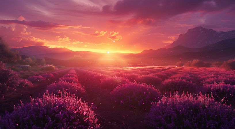 Morgenlicht über Lavendel von fernlichtsicht