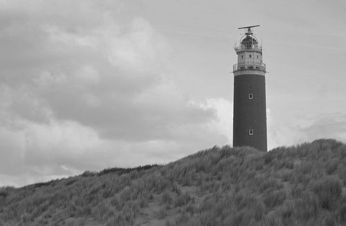 Leuchtturm von Texel in schwarz-weiß.