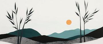 Landscape with sunset and grasses by Poster Art Shop