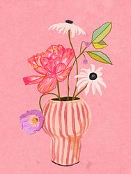 Flowers in striped vase