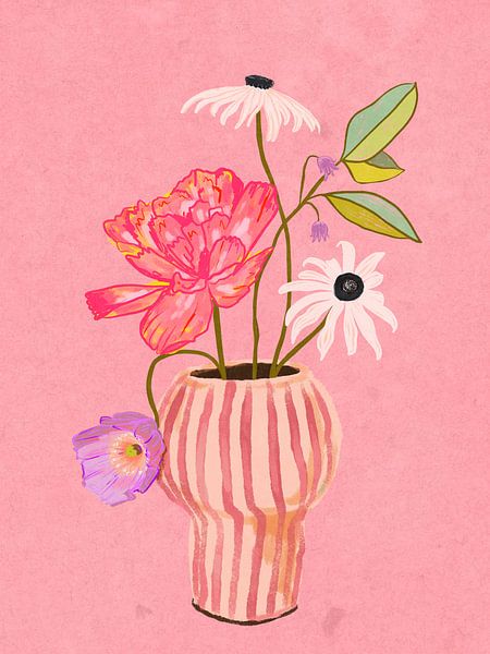 Fleurs dans un vase rayé par Raissa Oltmanns