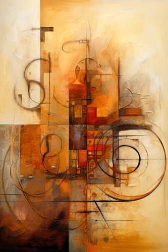 Aardetinten Abstract - Japandi Rustgevend Schilderij van Joriali Abstract