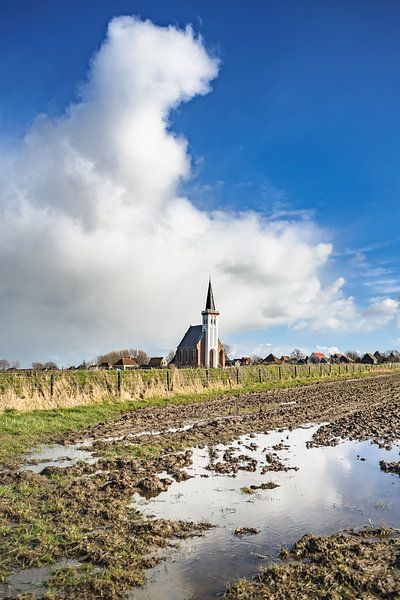 Weiße Kirche von Den Hoorn auf Texel von Fotografiecor .nl