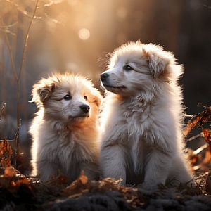 Innocent Joy: Puppies Enjoy Winter Magic