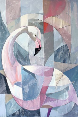 Flamingo abstracte kunst