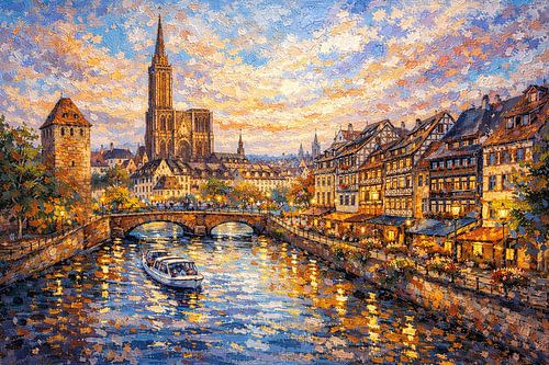 Straatsburg in Frankrijk, een impressionistisch schilderij.