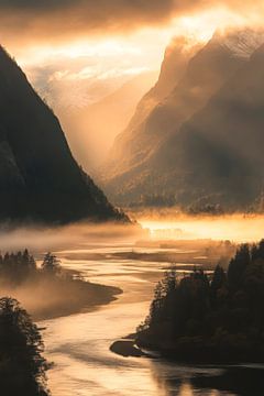 Berglandschap mist van Poster Art Shop