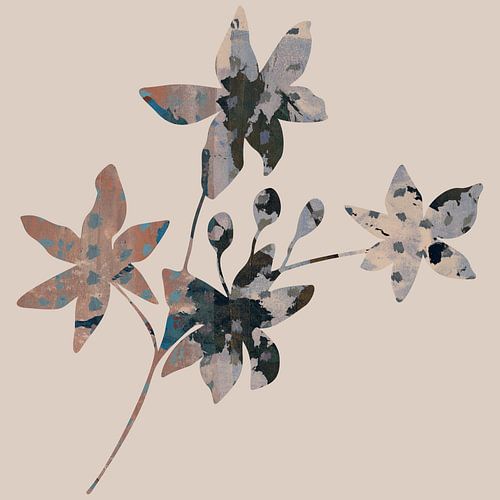 Wabi-sabi bloemen. Moderne grafische collage. Bloemen I.