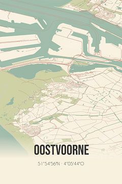 Vintage landkaart van Oostvoorne (Zuid-Holland) van Rezona