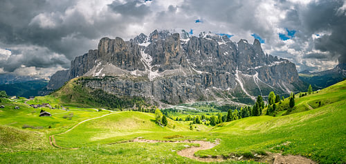 Die Sella-Gruppe, vom Gardena-Pass in den Dolomiten aus gesehen von Sjoerd van der Wal Fotografie