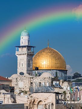 regenboog boven het tempelplein in jeruzalem