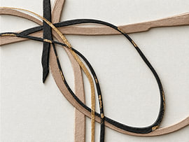 Japandi abstract artwork featuring delicate golden lines