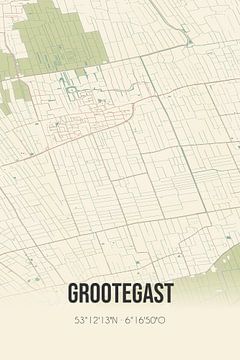 Vintage landkaart van Grootegast (Groningen) van Rezona