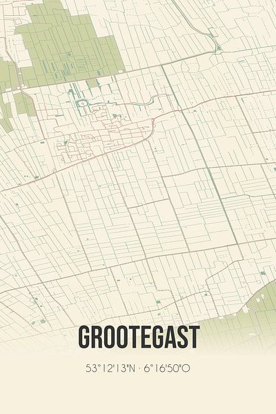 Vintage map of Grootegast (Groningen) by Prints of Place