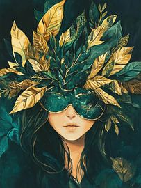 Groene Gouden Blad Vrouw