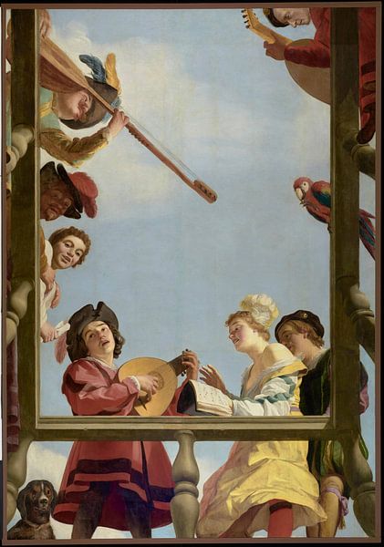 Gerard van Honthorst, Muziekgroep op een balkon, 1622 van Atelier Liesjes