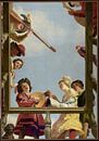 Gerard van Honthorst, Muziekgroep op een balkon, 1622 van Atelier Liesjes thumbnail