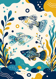 Abstrakte Illustration eines Molly-Fisches unter Wasser von Karomah Project