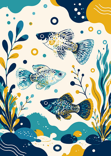 Abstract Underwater Molly Fish Illustration