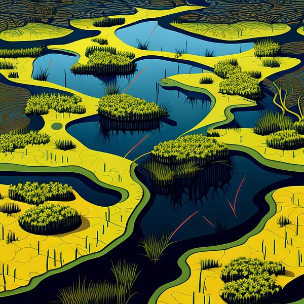 Uitzicht op wetland van Vythryd Arts