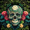 Crâne du jour des morts sur Vlindertuin-Art