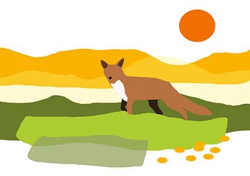Fox in the dunes by Artwork by Dagmar