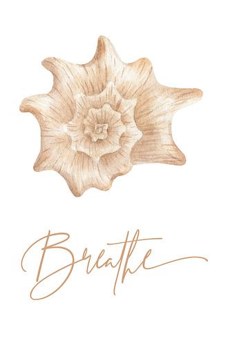 Breathe – Neutrale Aquarel Schelp | Minimalistische Rustgevende Wanddecoratie