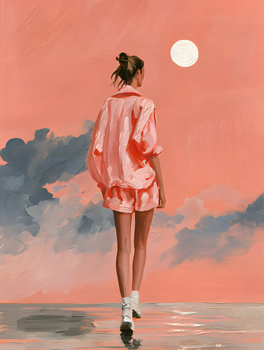 Redactioneel artikel: Gouache – Wandeling langs de kust bij maanlicht