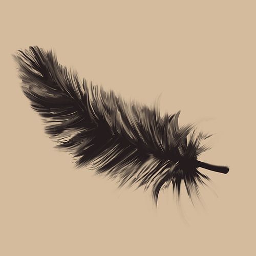 Digitaal artwork - veertje taupe kleur