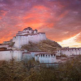 Gyantse fort la nuit, le Tibet sur Rietje Bulthuis
