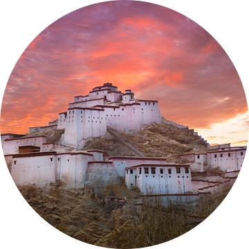 Fort Gyantse bij avond, Tibet van Rietje Bulthuis