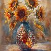 Aquarell-Stillleben mit Sonnenblumen von Ljupka Kareska