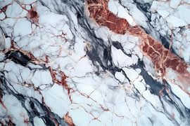 Marble abstraction in white, red and grey